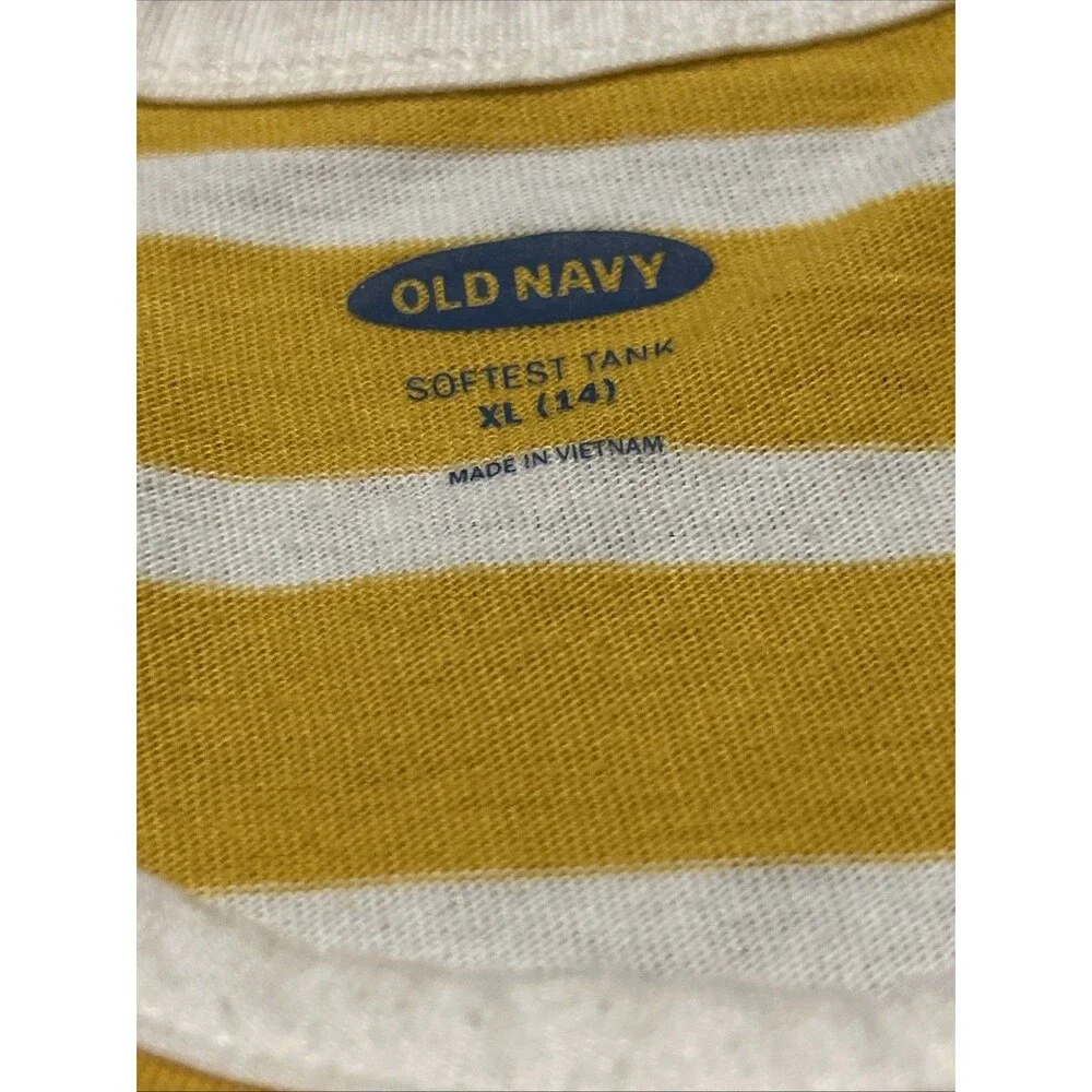 Old Navy Yellow Striped Racer Back Tank Top Girls Size XL